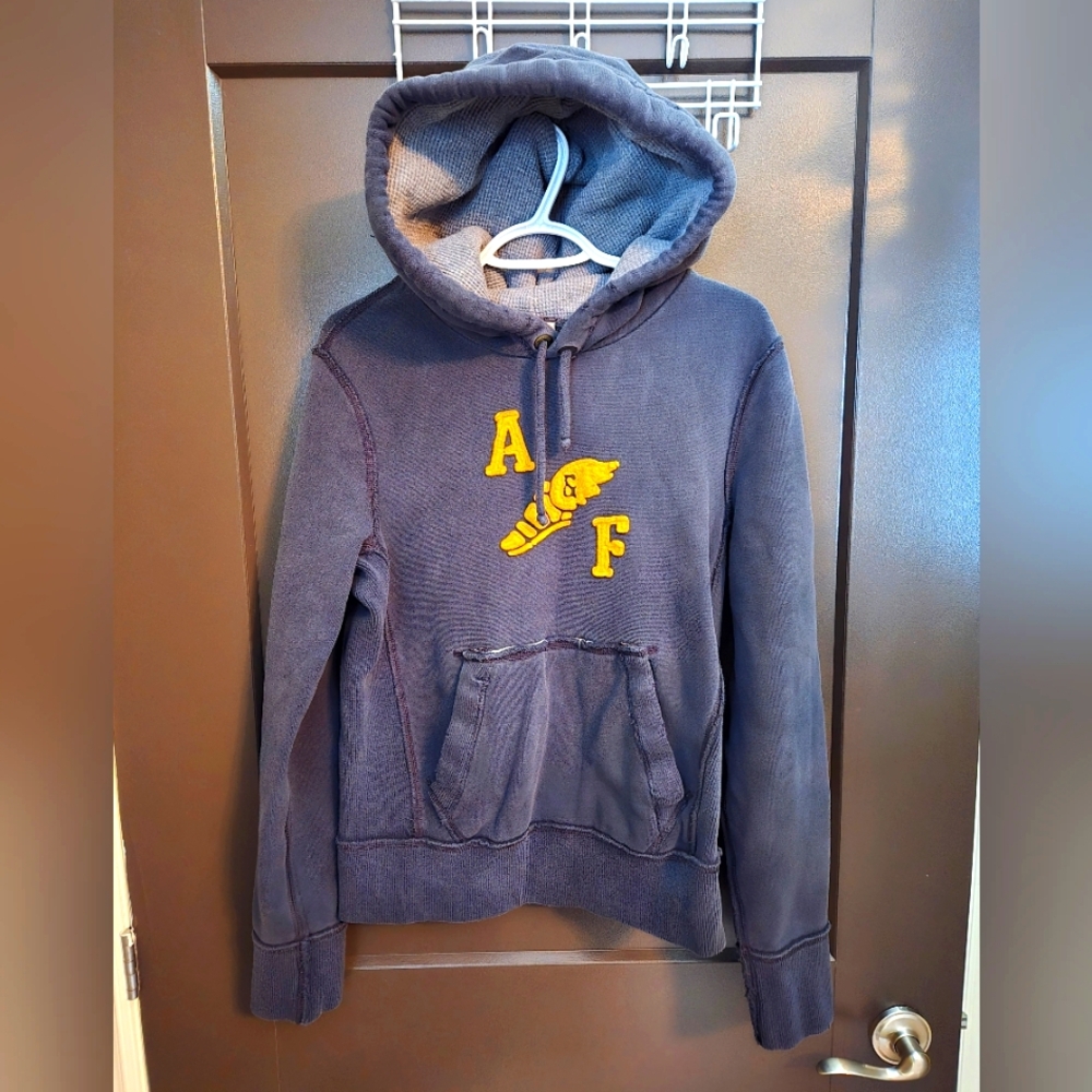 Abercrombie & Fich Navy Hoodie with Yellow Logo